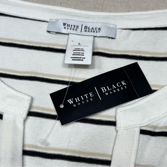 White House Black Market -  White, Black & Tan Striped Sleeveless Top - NWT - Lg - Picture 8 of 15